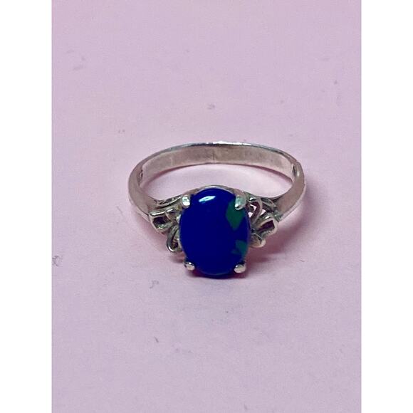 Navajo Sterling Silver Ring, Azurite Malachite, Size 5.5 Native American Jewelry - Picture 3 of 7